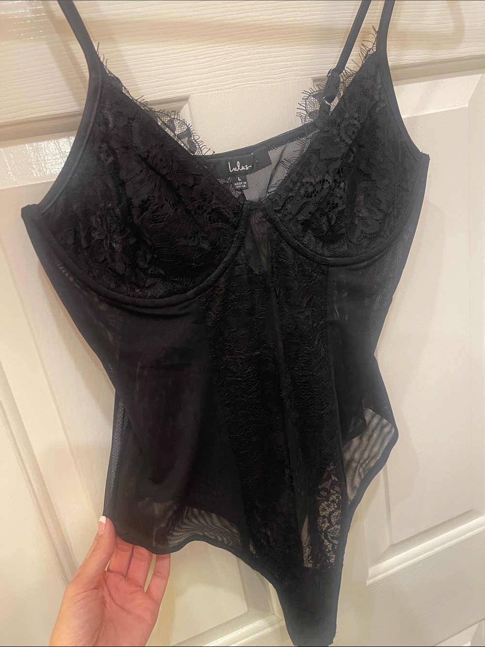Lulus - Black Lace Bodysuit S:L - Picture 4 of 6